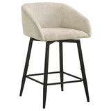 Rainer Fabric Upholstered Swivel Counter Height Chair Cream (Set of 2) | Ivory | Cream / Matte Black | 190139CRM