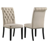 Alana Fabric Upholstered Dining Side Chair Beige (Set of 2) | Beige | Beige / Rustic Espresso | 190162