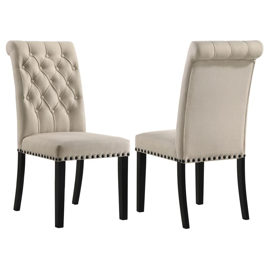 Alana Fabric Upholstered Dining Side Chair Beige (Set of 2) | Beige | Beige / Rustic Espresso | 190162
