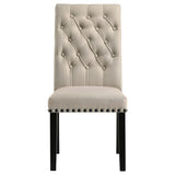 Alana Fabric Upholstered Dining Side Chair Beige (Set of 2) | Beige | Beige / Rustic Espresso | 190162