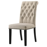Alana Fabric Upholstered Dining Side Chair Beige (Set of 2) | Beige | Beige / Rustic Espresso | 190162