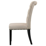 Alana Fabric Upholstered Dining Side Chair Beige (Set of 2) | Beige | Beige / Rustic Espresso | 190162