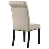 Alana Fabric Upholstered Dining Side Chair Beige (Set of 2) | Beige | Beige / Rustic Espresso | 190162