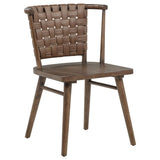 Tallis Woven Leatherette Back Dining Side Chair Brown (Set of 2) | Brown | Brown / Walnut | 190242
