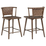 Tallis Woven Leatherette Back Counter Chair Brown (Set of 2) | Brown | Brown / Walnut | 190249