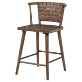 Tallis Woven Leatherette Back Counter Chair Brown (Set of 2) | Brown | Brown / Walnut | 190249