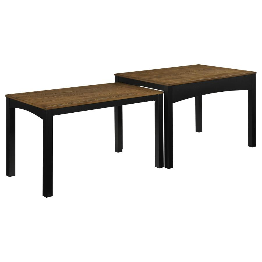 Sykes 47-inch 2-piece Nesting Dining Table Brown and Black | Full | Black | Rustic Golden Brown / Black | 190271BLK