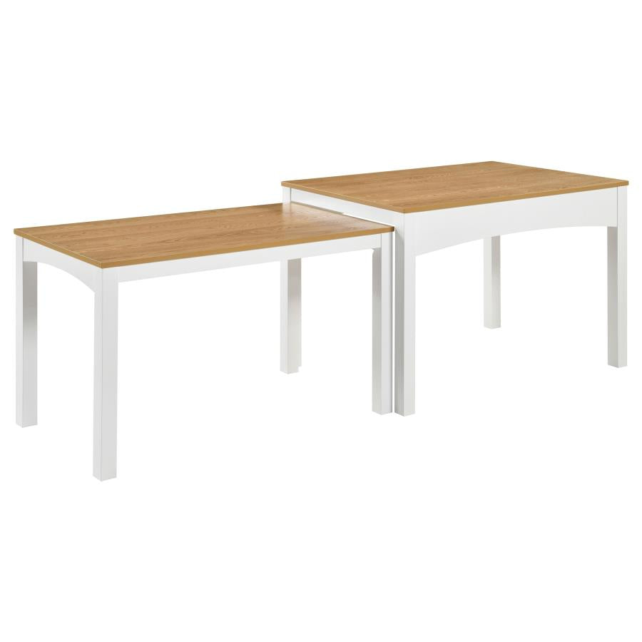 Sykes 47-inch 2-piece Nesting Dining Table Natural and White | Full | Beige | Natural / White | 190271WHT