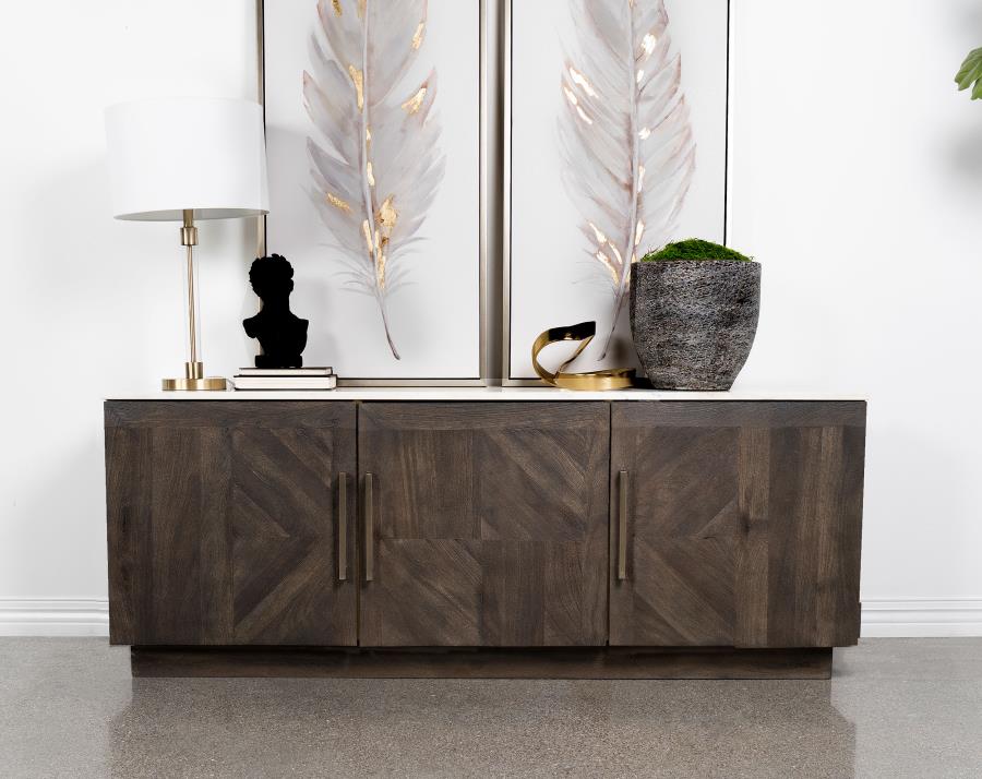 Dennis 3-door Marble Top Sideboard Buffet Tobacco Grey | White | Tobacco Grey | 190655