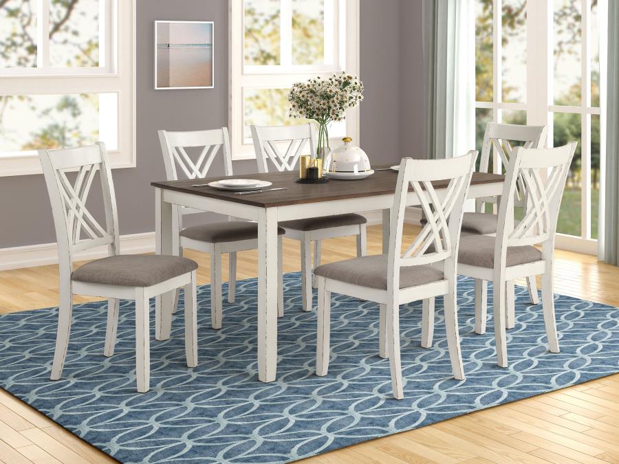 Fortress 7-piece Rectangular Dining Set Vintage Vanilla | Full | Ivory | Vintage Vanilla | 190721