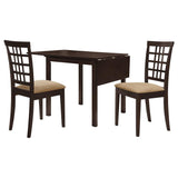 Kelso 3-piece Drop Leaf Dining Table Set Cappuccino and Tan | Brown | Cappuccino | 190821-S3
