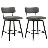 Levine Fabric Upholstered Swivel Counter Chair Grey (Set of 2) | Black | Black / Grey | 193189CHR