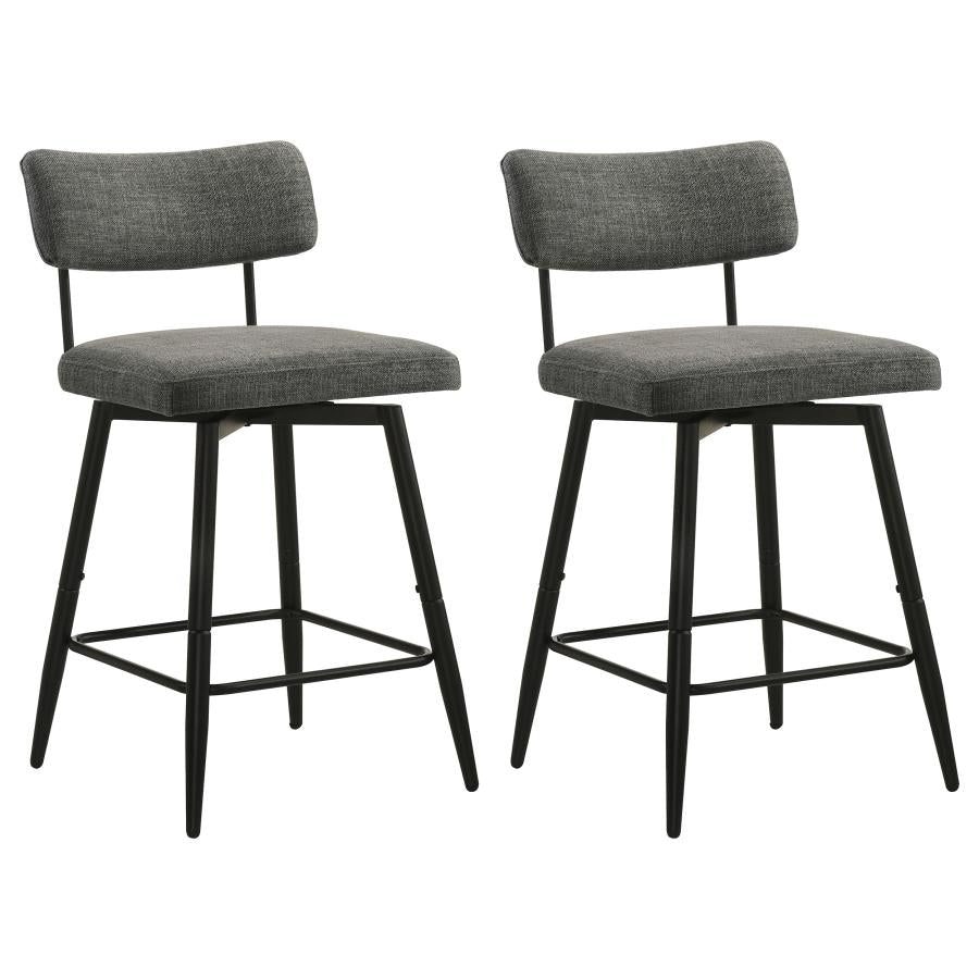 Levine Fabric Upholstered Swivel Counter Chair Grey (Set of 2) | Black | Black / Grey | 193189CHR