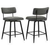 Levine Fabric Upholstered Swivel Counter Chair Grey (Set of 2) | Grey | Black Grey / Matte Black | 193189CHR
