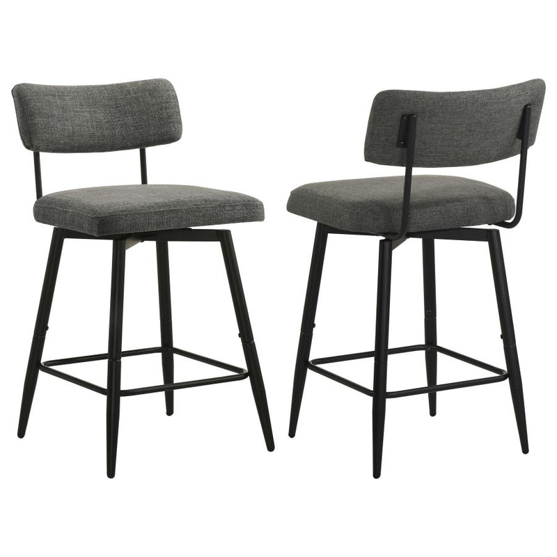 Levine Fabric Upholstered Swivel Counter Chair Grey (Set of 2)