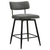 Levine Fabric Upholstered Swivel Counter Chair Grey (Set of 2) | Black | Black / Grey | 193189CHR