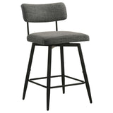 Levine Fabric Upholstered Swivel Counter Chair Grey (Set of 2) | Grey | Black Grey / Matte Black | 193189CHR