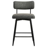 Levine Fabric Upholstered Swivel Counter Chair Grey (Set of 2) | Grey | Black Grey / Matte Black | 193189CHR