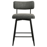 Levine Fabric Upholstered Swivel Counter Chair Grey (Set of 2) | Black | Black / Grey | 193189CHR