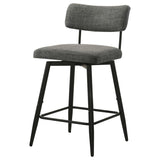 Levine Fabric Upholstered Swivel Counter Chair Grey (Set of 2) | Grey | Black Grey / Matte Black | 193189CHR