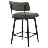 Levine Fabric Upholstered Swivel Counter Chair Grey (Set of 2) | Grey | Black Grey / Matte Black | 193189CHR