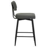 Levine Fabric Upholstered Swivel Counter Chair Grey (Set of 2) | Grey | Black Grey / Matte Black | 193189CHR