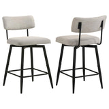 Levine Fabric Upholstered Swivel Counter Chair Cream (Set of 2) | Ivory | Shell / Matte Black | 193189CRM
