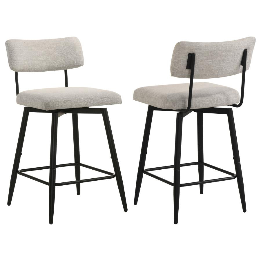 Levine Fabric Upholstered Swivel Counter Chair Cream (Set of 2) | Ivory | Shell / Matte Black | 193189CRM