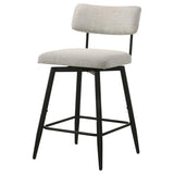 Levine Fabric Upholstered Swivel Counter Chair Cream (Set of 2) | Ivory | Shell / Matte Black | 193189CRM