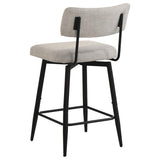 Levine Fabric Upholstered Swivel Counter Chair Cream (Set of 2) | Ivory | Shell / Matte Black | 193189CRM