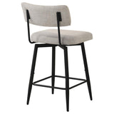 Levine Fabric Upholstered Swivel Counter Chair Cream (Set of 2) | Ivory | Shell / Matte Black | 193189CRM