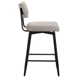 Levine Fabric Upholstered Swivel Counter Chair Cream (Set of 2) | Ivory | Shell / Matte Black | 193189CRM