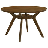 Mueller 48-inch Round Mindi Veneer Dining Table Brown | Brown | 193580