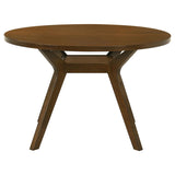 Mueller 48-inch Round Mindi Veneer Dining Table Brown | Brown | 193580