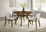 Mueller 48-inch Round Mindi Veneer Dining Table Brown | Brown | 193580