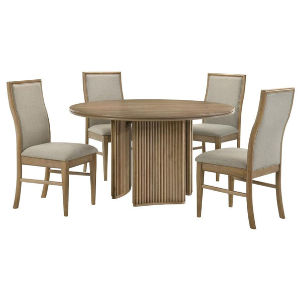 Adina 5-piece Round Dining Table Set Distressed Light Brown