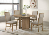 Adina 53-inch Round Wood Dining Table Distressed Light Brown | Brown | Distressed Light Brown | 193610