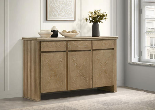 Adina 3-door 59-inch Sideboard Server Distressed Light Brown | Brown | Distressed Light Brown | 193615