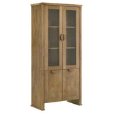 Adina 77-inch Tall Display Cabinet Distressed Light Brown | Brown | Distressed Light Brown | 193616