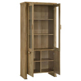 Adina 77-inch Tall Display Cabinet Distressed Light Brown | Brown | Distressed Light Brown | 193616