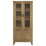 Adina 77-inch Tall Display Cabinet Distressed Light Brown | Brown | Distressed Light Brown | 193616