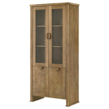 Adina 77-inch Tall Display Cabinet Distressed Light Brown | Brown | Distressed Light Brown | 193616