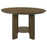 Ottowa 47-inch Round Wood Dining Table with Shelf Brown | King | Brown | 193660