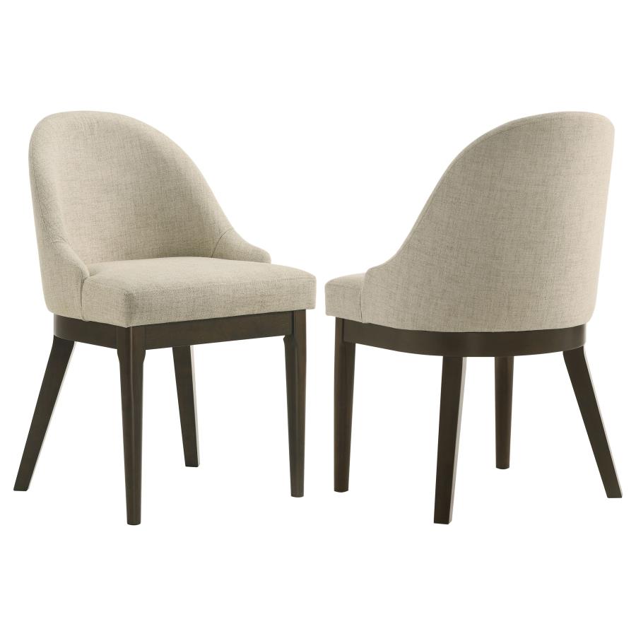 Reseda Upholstered Dining Side Chair Beige (Set of 2) | King | Beige | Beige / Ash Brown | 193672