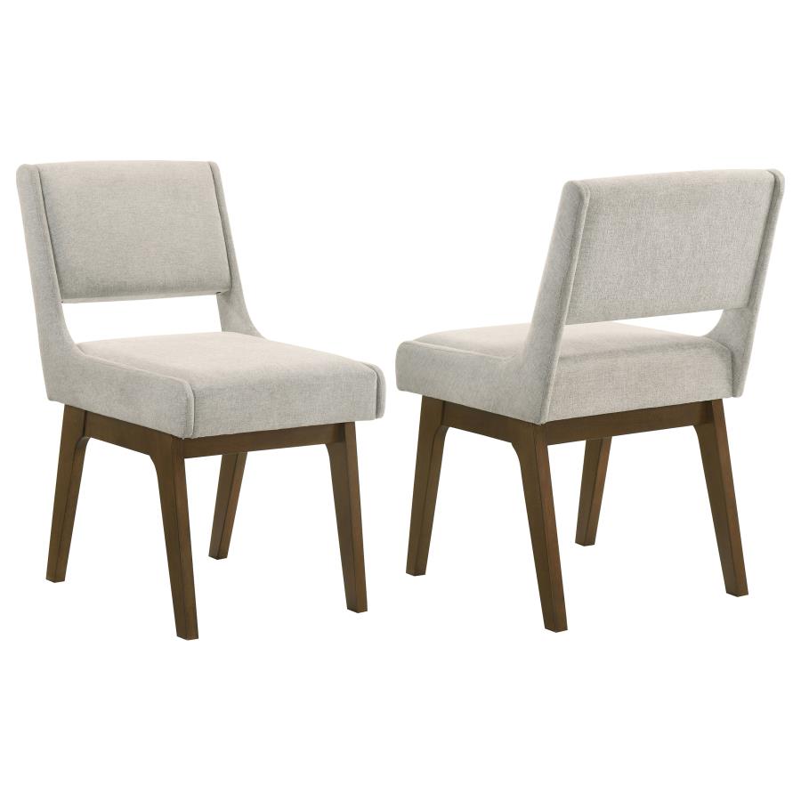 Galindo Upholstered Dining Side Chair Light Grey (Set of 2) | Grey | Light Grey / Walnut | 193752GRY