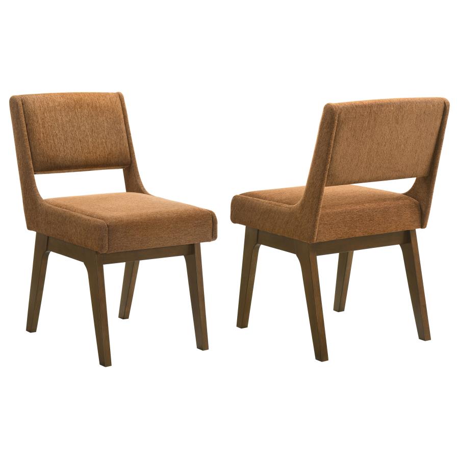Galindo Upholstered Dining Side Chair Nutmeg (Set of 2) | Brown | Nutmeg / Walnut | 193752NMG