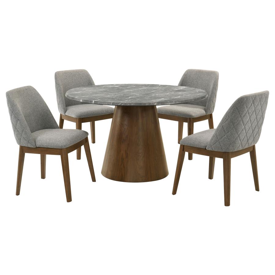 Franklin 5-piece 50-inch Round Dining Table Set Grey and Dark Oak
