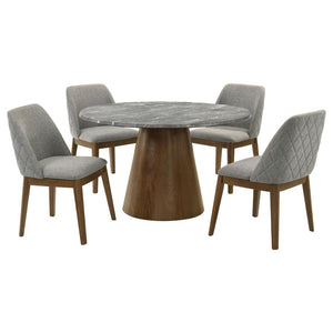 Franklin 5-piece 50-inch Round Dining Table Set Grey and Dark Oak