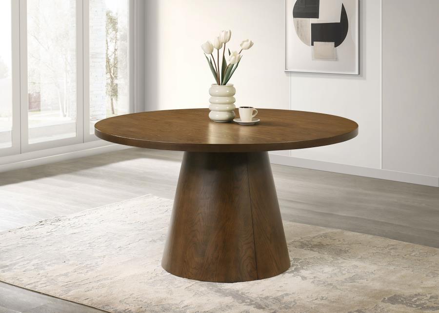 Franklin 54-inch Round Wood Pedestal Base Dining Table Dark Brown | Brown | Dark Brown | 193830