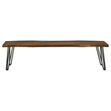 Neve Live Edge Wood Dining Bench Hairpin Legs Grey Sheesham | Brown | Grey Sheesham | 193863